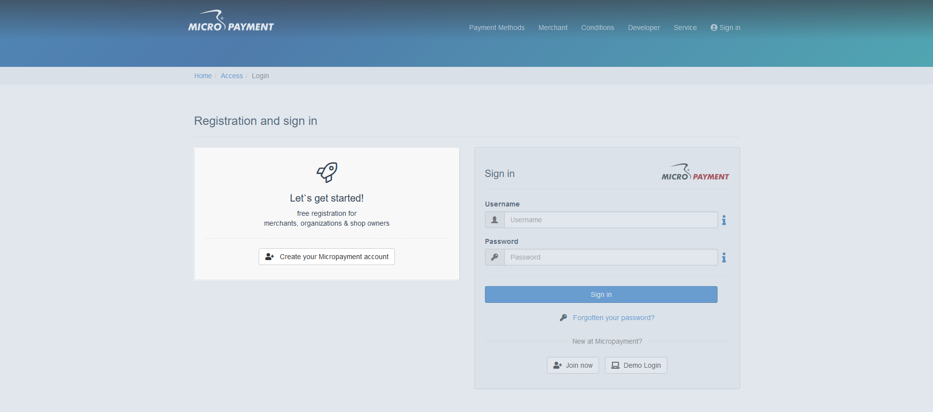 Registration of your Micropayment account