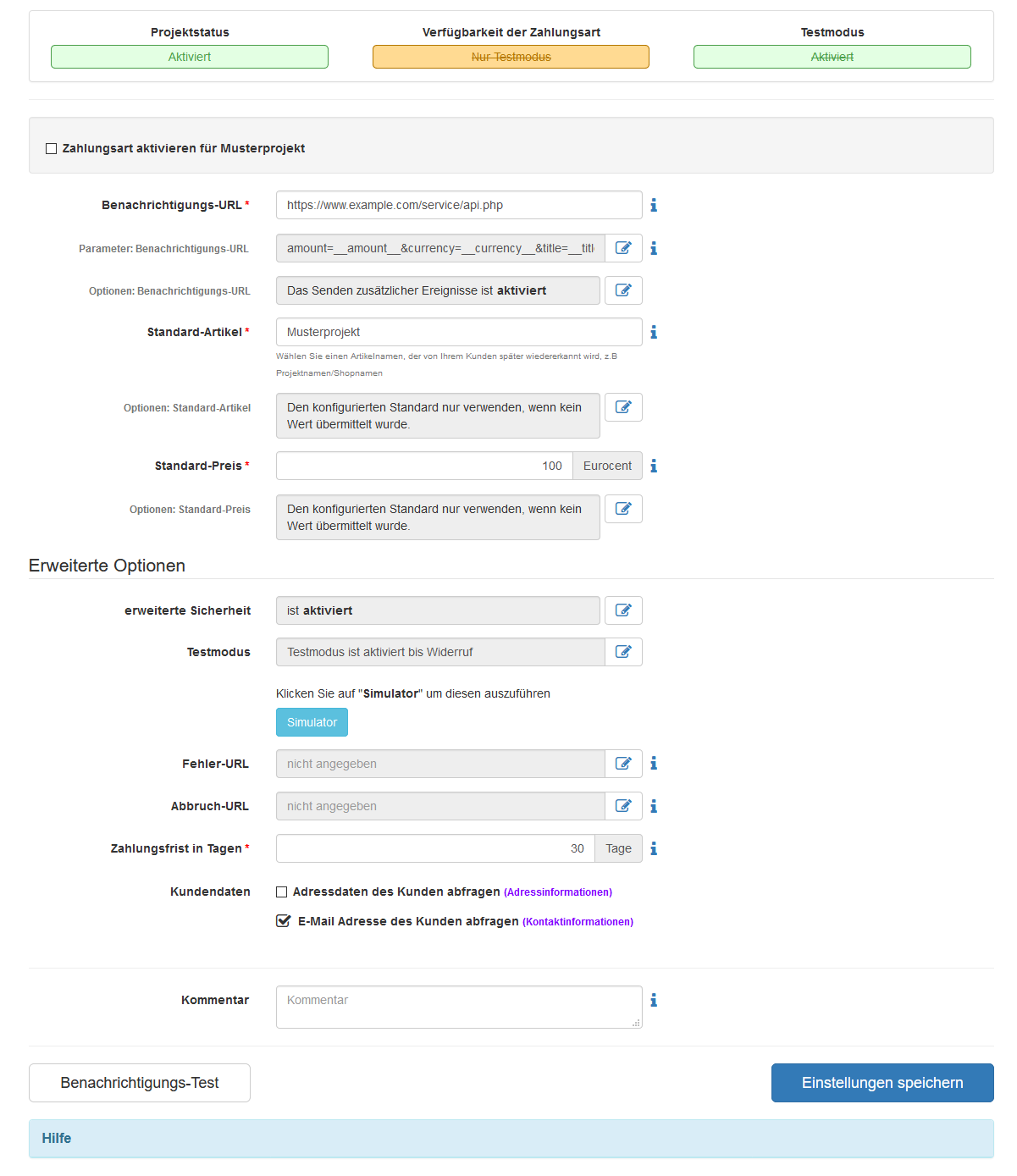 Zahlartenkonfiguration im Micropayment Controlcenter