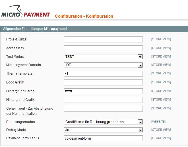 Configure the payment methods in the Magento backend