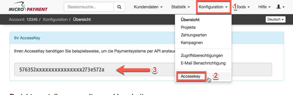 Configure the Micropayment access key