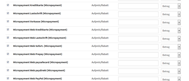 JTL Assign payment types