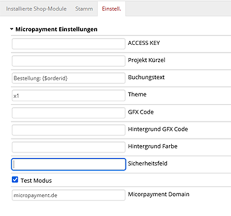 Configure the payment modules in the OXID shop backend