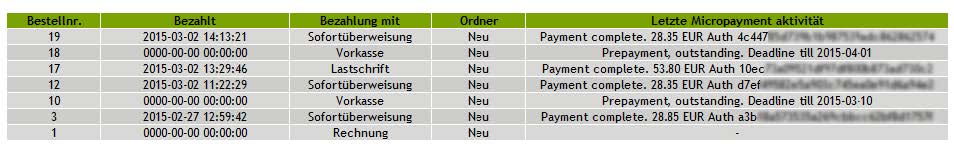 Micropayment - Order summary